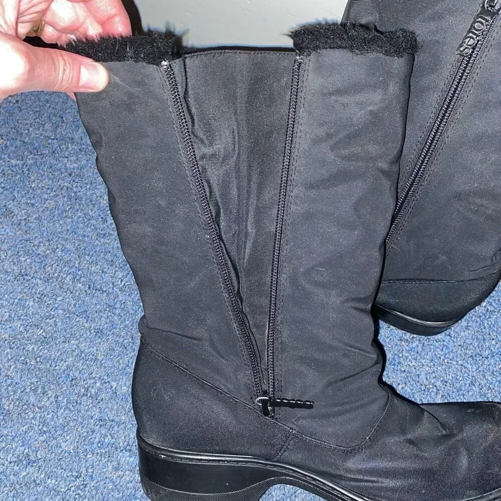 Totes women 9 snowcap weather footwear mid calf snow boots w/size zipper black